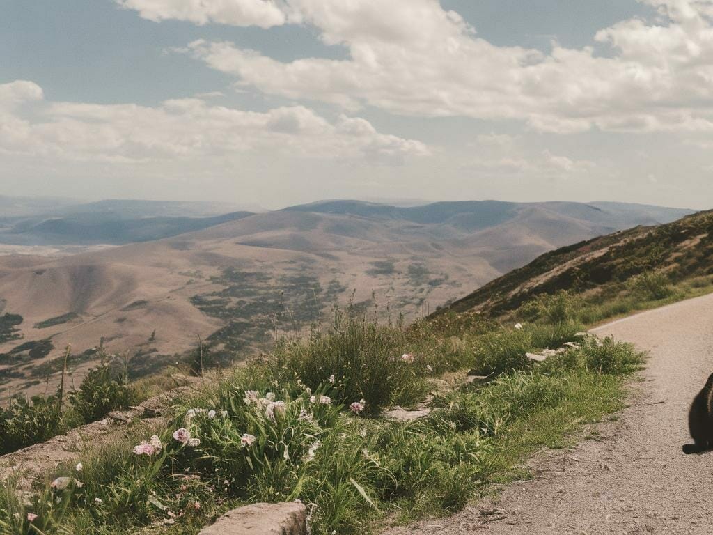 One Cat Roadside Erica Flowers 8k Ultrarealist Ijmc8su0