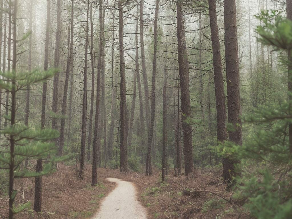 Small Path In Forest Big Trees Flax Fields 8k Inzko8h0