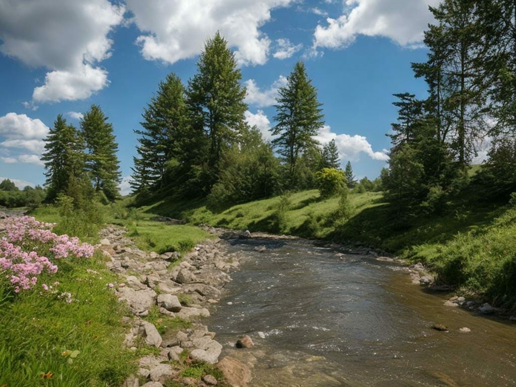 Small River Erica Flowers 8k Ultrarealistic Ph Ik3arky0