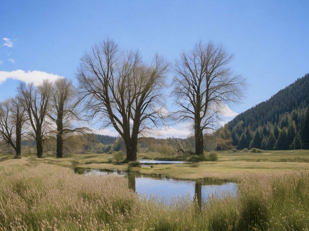 Small River Flax Fields 8k Ultrarealistic Phot Ik604t90