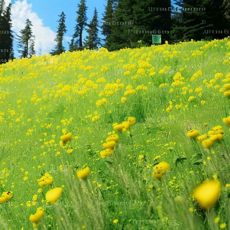 Yellow Flowers On A Meadow On A Slope 8k Ultrare Icobxry0