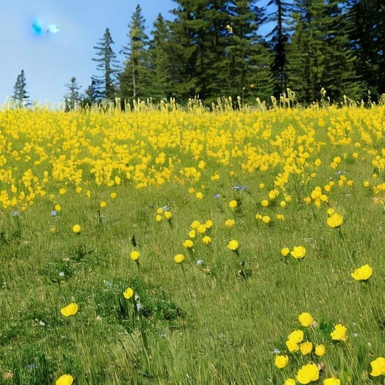 Yellow Flowers On A Meadow On A Slope 8k Ultrare Icoia9a0