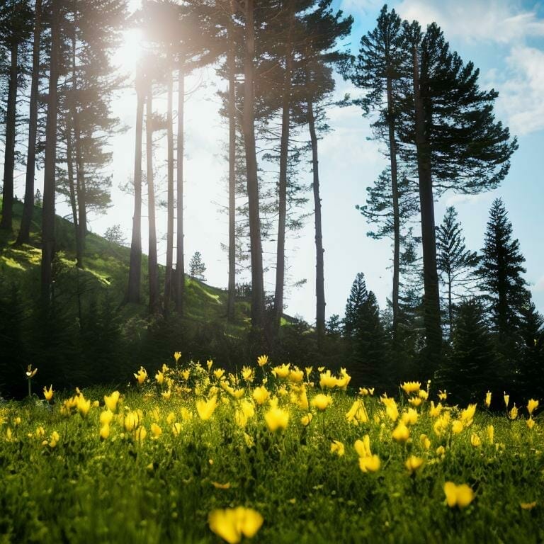 Yellow Flowers On A Meadow On A Slope 8k Ultrare Icot9oy0